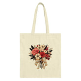 Floral Bouquet Tote Bag, Rose Flower Bag, Botanical Tote, Elegant Gift Bag, Shopping Bag, Everyday Tote, Stylish Floral Tote Bag - Tawshia